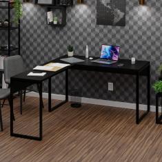 Imagem de Mesa de Canto em L Escrivaninha Industrial 135x150cm Preto