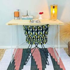 Imagem de Mesa Para Escritório De Ferro E Madeira Industrial Natural E Branco