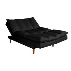 Imagem de Sofá Cama Vancouver 3 Lugares Império Reclinável Casal Pés Madeira Suede Preto 381