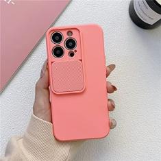 Imagem de Deslize para fechar capa de TPU macia para proteção de câmera para iPhone 14 13 12 11 Pro XS Max X XR 7 8 Plus SE Capa de silicone de cor sólida, rosa, para iPhone 8 Plus