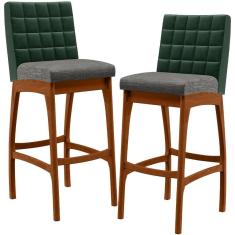 Imagem de Kit 02 Banquetas Altas B04 Verde Musgo Cinza Escuro