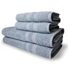 Imagem de Jogo De Toalhas Itália Soft 4 Pçs 2 Banho E 2 Rosto 430g m² 100% Algodão Azul