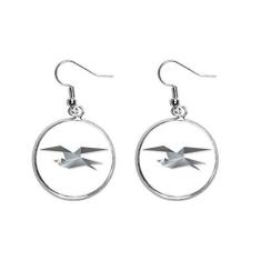 Imagem de Brinco geométrico abstrato com estampa de origami de corvo pendente prata joia feminina