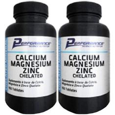 Imagem de Calcio Magnesio Zinco Mineral Quelato Performance Nutrition 100 tabletes Kit 2 Und