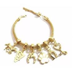 Imagem de Pulseira Berloque Cavalo Pata Ferradura Esteto Folheado