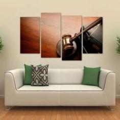 Imagem de Quadro Decorativo Advocacia Martelo De Juiz Tecido 4 Peças 1