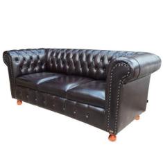 Imagem de Sofá Chesterfield Luiz Xv 1,80cm Corano Café Sala De Estar/Recepção/ B