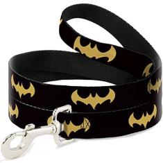 Imagem de Coleira para cães DC League of Super Pets logotipo Batman morcego preto amarelo 1 metro de comprimento, 2,5 cm de largura