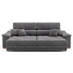 Imagem de sofá 3 lugares retrátil e reclinável raul veludo grafite