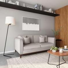 Imagem de Sofá 2 Lugares Chade Base de Madeira Linho Cotton Cru - Mobly