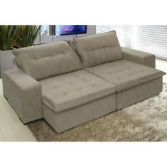 Imagem de Sofá Austrália 3,12 Mts Retrátil e Reclinavel Tecido Suede Pluma Castor - Moveis Marfim
