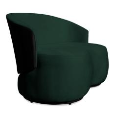 Imagem de Sofá Namoradeira 2 Lugares Decorativa Lara Veludo Verde/PU Preto - Montanaris Decor