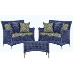 Imagem de 2 Sofás Área e Mesa Igapó Alumínio Pintura Fendi Corda Náutica Estofado Impermeável Almofada 5 Trama