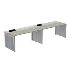 Imagem de Mesa de Plataforma Simples para 2 Pessoas Corporativa 130x792/2p Pscpp130/792/2p Nogueira Casablanca/Cinza