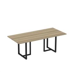 Imagem de Mesa de Reunião Retangular 200x90cm MR2000P25TUB Noce Marromlle/Preto