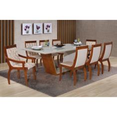 Conjunto Mesa de Jantar Zoe Cinza com Vidro e 8 Cadeiras Amelia : Sala de  Jantar - Sala de Jantar Completa : Julia Arns