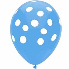 Imagem de Balão de Látex Decorado Azul Claro Com Bolinhas Brancas 10" 28cm 25un Pic Pic