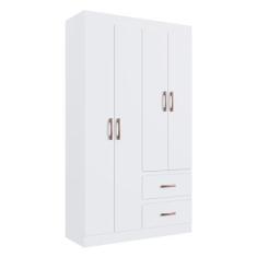 Imagem de Guarda-roupas Solteiro 4 Portas e 2 Gavetas Multimóveis Cr35209 Branco