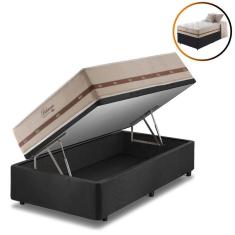 Imagem de Cama Box Baú Solteiro Preto + Colchão Molas Bahamas 88cm