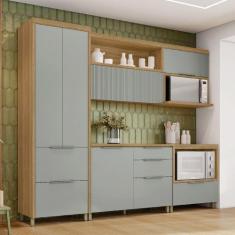 Imagem de Cozinha 5 Peças 5 Portas 6 Gavetas Ripado Marquesa 100 Mdf - Nesher