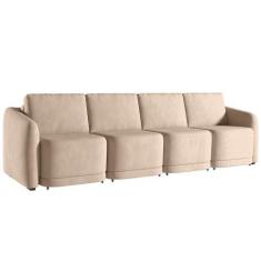 Imagem de Sofá Cama Casal Para Sala 356cm Polska K04 Veludo Bege - Mpozenato