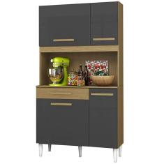 Imagem de Armário de Cozinha 910 Aramoveis 4 Portas 1 Gaveta Cor Atacama Grafite