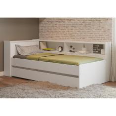 Imagem de Bicama com Prateleira e Baú para colchão 78 x 188 cm Multimóveis Branca