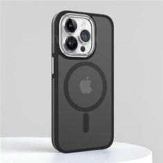 Imagem de Capa fosca antiderrapante à prova de choque, para iphone 15 14 13 12 11 pro max, capa translúcida magnética de carga sem fio, preta, para iphone 15