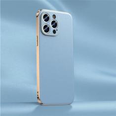 Imagem de Capa de telefone de couro para iphone 14 12 11 13 15 pro max 15pro 14pro chapeamento proteção de lente completa capa traseira, azul (a006), para iphone 14 pro