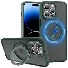 Imagem de ZHK Anel rotativo de 360° para iPhone 14 Pro Max, capa magnética, [à prova de quedas de grau militar] [painel traseiro fosco translúcido] Capa de telefone fina antiderrapante fosca para iPhone 14 Pro