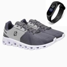 Imagem de Tênis Esportivo Masculino Academia Fitness Caminhada Cadarço + Relógio-Masculino