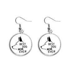 Imagem de Best Dog Mom Ever Citação DIY Design Orelha Pendente Prata Brinco Joia Feminina