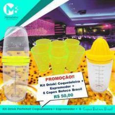 Imagem de Kit Drink Maracujá Coqueteleira + Espremedor + 6 Copos Boteco Brasil