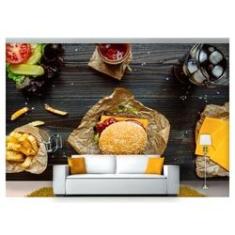 Imagem de Papel De Parede Chesseburguer Queijo Carne 3D Al164