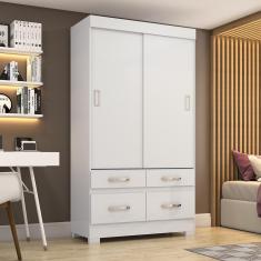 Imagem de Guarda Roupas 2 Portas Correr 4 Gavetas s/ Espelho Be25 Flex Branco/ Rosa Chá - Briz Móveis