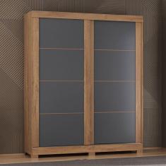 Imagem de Guarda-Roupa Solteiro Montana 2 Portas 2 Gavetas Canelato/Grafite/Off White - Atualle Móveis