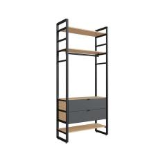 Imagem de guarda-roupa closet modulado industrial philly 2 gv cedro e grafite 101 cm