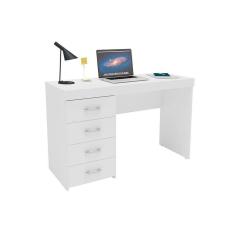 Imagem de Mesa Computador Escrivaninha Malta c/ 4 Gavetas Branco - Politorno