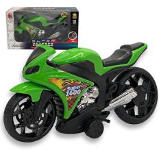 Imagem de Super Moto 1600 Esportiva com Rodas com Fricção Brinquedo Infantil Verde