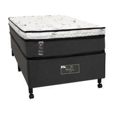 Imagem de Cama Box Solteiro Castor New Alfa One em tecido Poliéster Cinza + Colchão de com Molejo Tecnopedic, Euro Pillow em Malha 24x88x188cm 