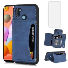 Imagem de Asuwish Capa de telefone para Samsung Galaxy A11/M11 capa carteira com protetor de tela de vidro temperado e suporte de cartão de crédito de couro PU com compartimento robusto acessórios de celular
