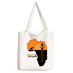Imagem de Bolsa de lona com mapa da África Savanna Elephant Wildlife sacola de compras casual bolsa de mão