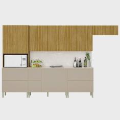 Imagem de Armário de Cozinha CP04 e Tampo 120cm Minsk K02 Vanilla/Freijó - Mpozenato