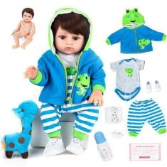 Imagem de Bebê Reborn Boneco Realista Brastoy 100% Silicone Completo Chupeta Mam