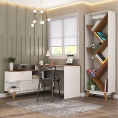 Imagem de Kit 2 Peças Para Escritório Com Escrivaninha Em L E Estante Multiuso P