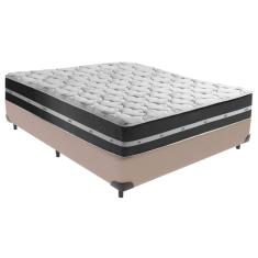 Imagem de Cama Box Casal Preto com Base Bege Classic Anjos