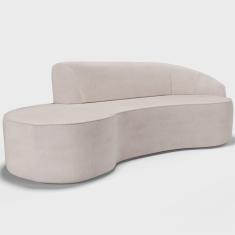 Imagem de Sofá 4 Lugares Curvo Sala de Estar Living Firenze Direito D02 Linho Cru 280 cm D-461 - Lyam