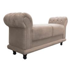 Imagem de Recamier Barcelona Namoradeira Calçadeira Suede Bege com strass D'Ross