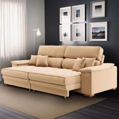 Imagem de Sofá 3 Lugares Retrátil e Reclinável Nicolas Linho Bege - Mobly
