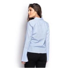 Imagem de Camisa Camisete Social Feminina Listrada Manga Longa Casual